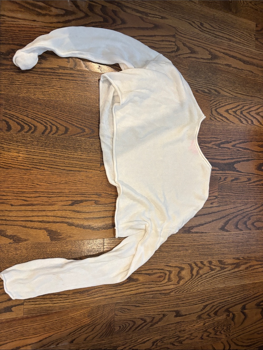 Edikted Cream Lightweight Cropped Crewneck Shrug